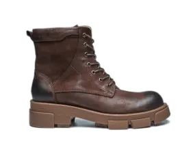 Men's Work Boots - Lace-Up Zipper, Lug Sole, Durable Leather