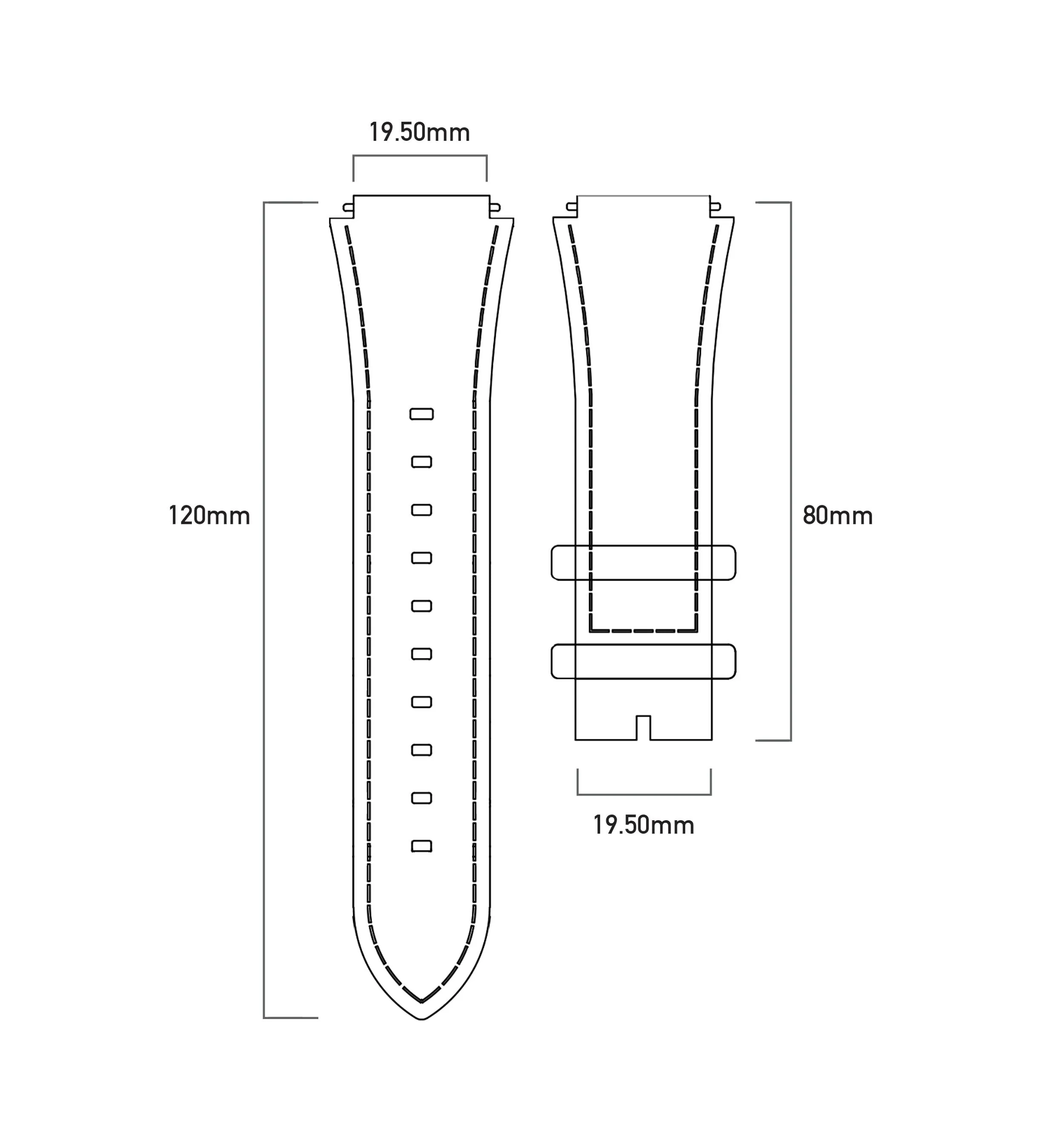 Metric Leather Strap in Black 19.50mm