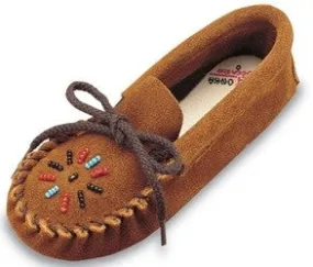 Minnetonka® Kids' Beaded Suede Leather Slipper Moccasins