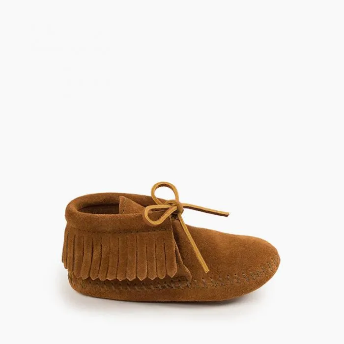 Minnetonka® Kids' Classic Fringe Soft Sole Suede Leather Moccasins