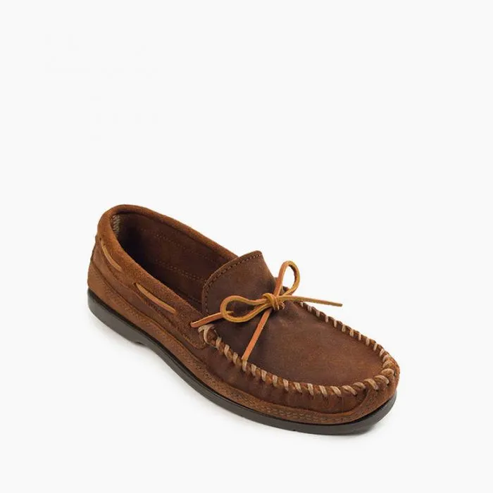 Minnetonka® Men's Double Botton Hard Sole Ruff Leather Moccasins