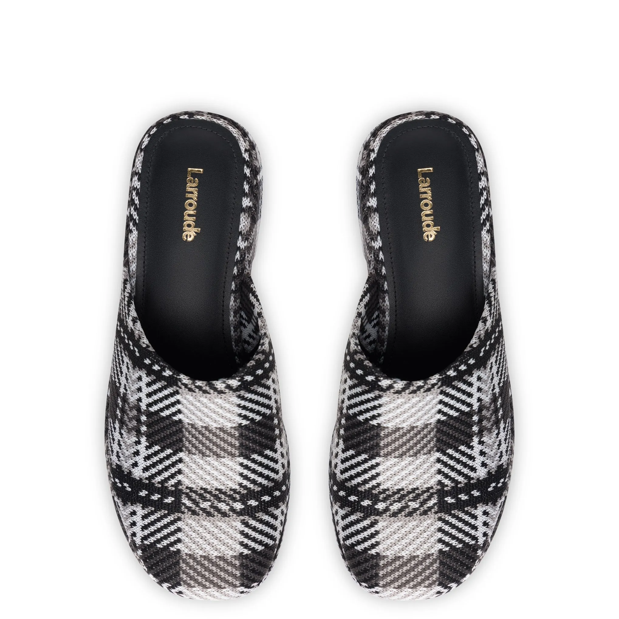 Miso Flatform Clog In Black and White Plaid Knit