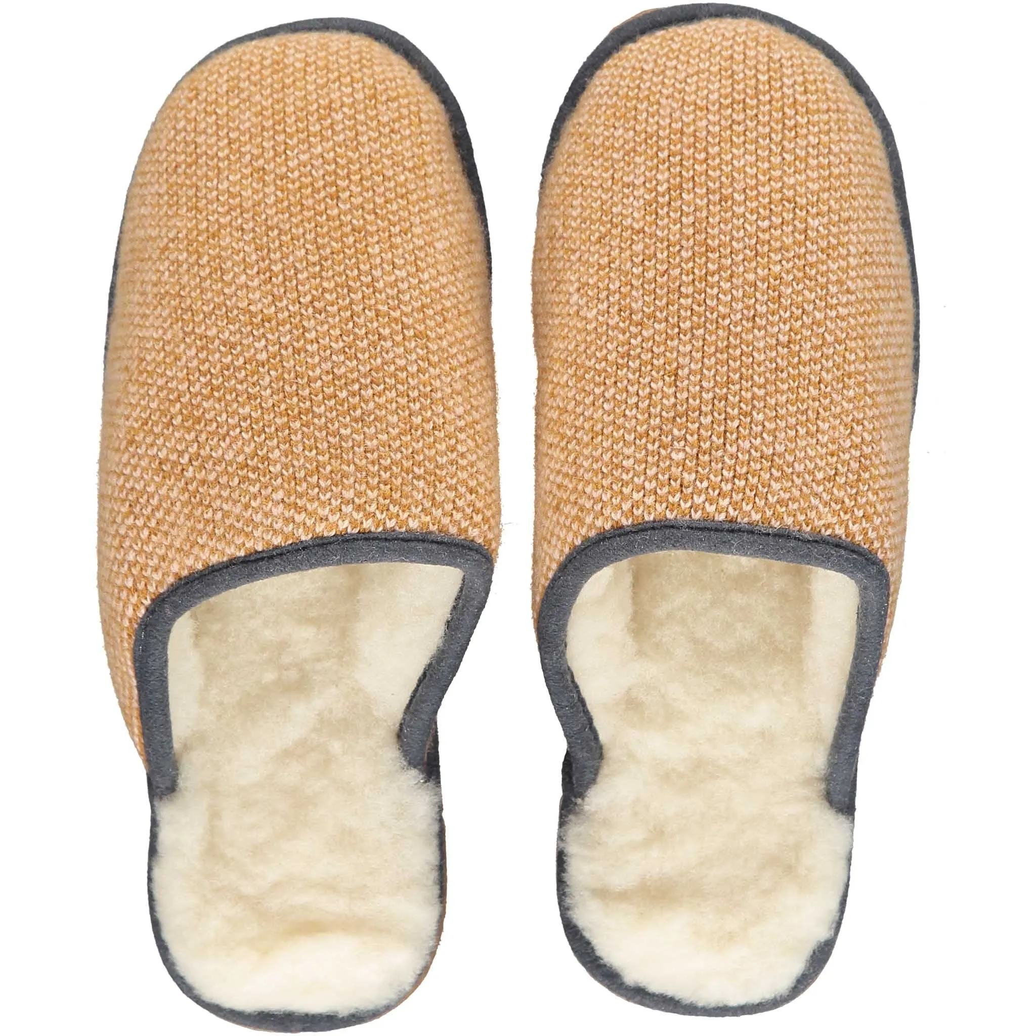 Mustard Check Lambswool & Sheepskin Slippers