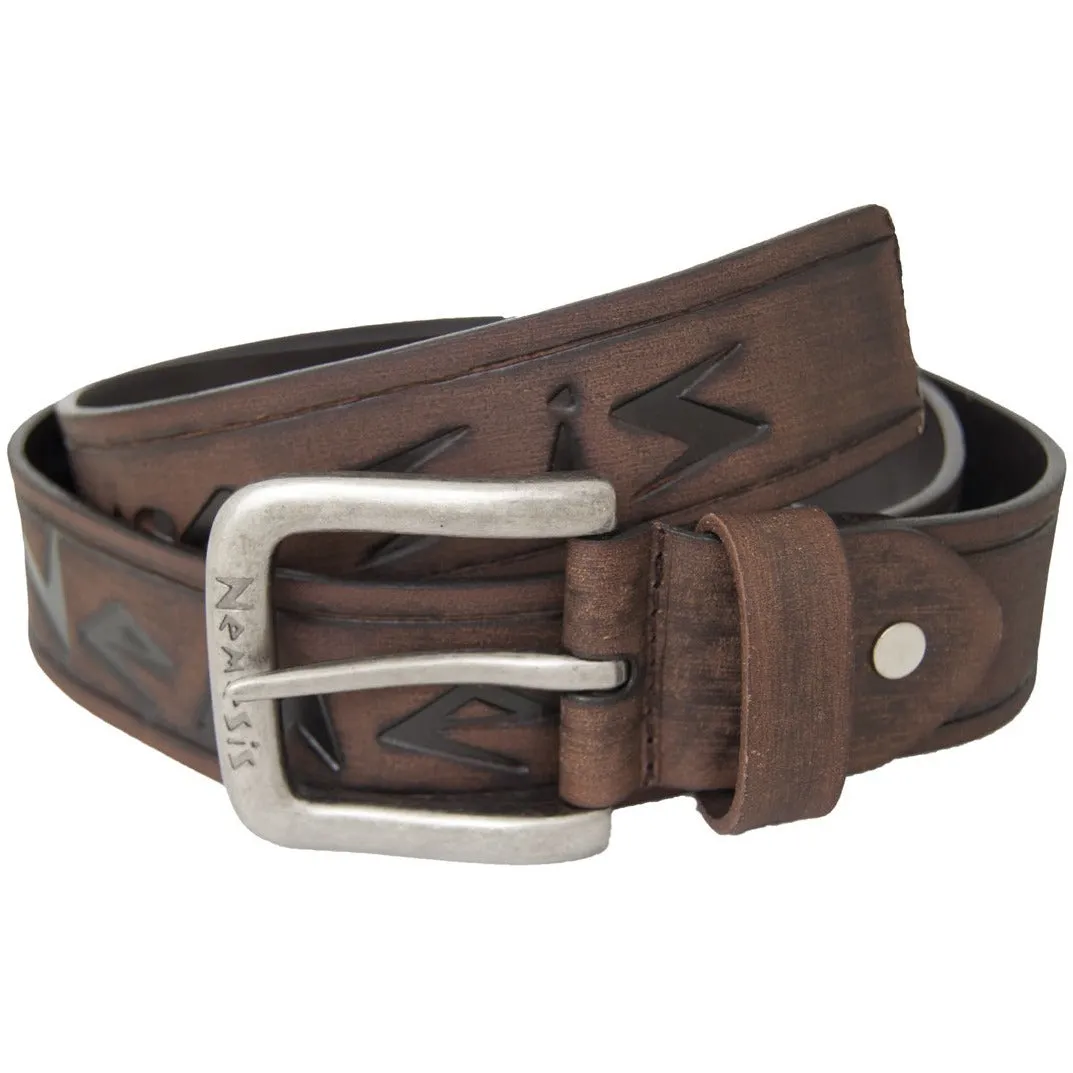 Nemesis Logo Distressed Brown Leather Belt