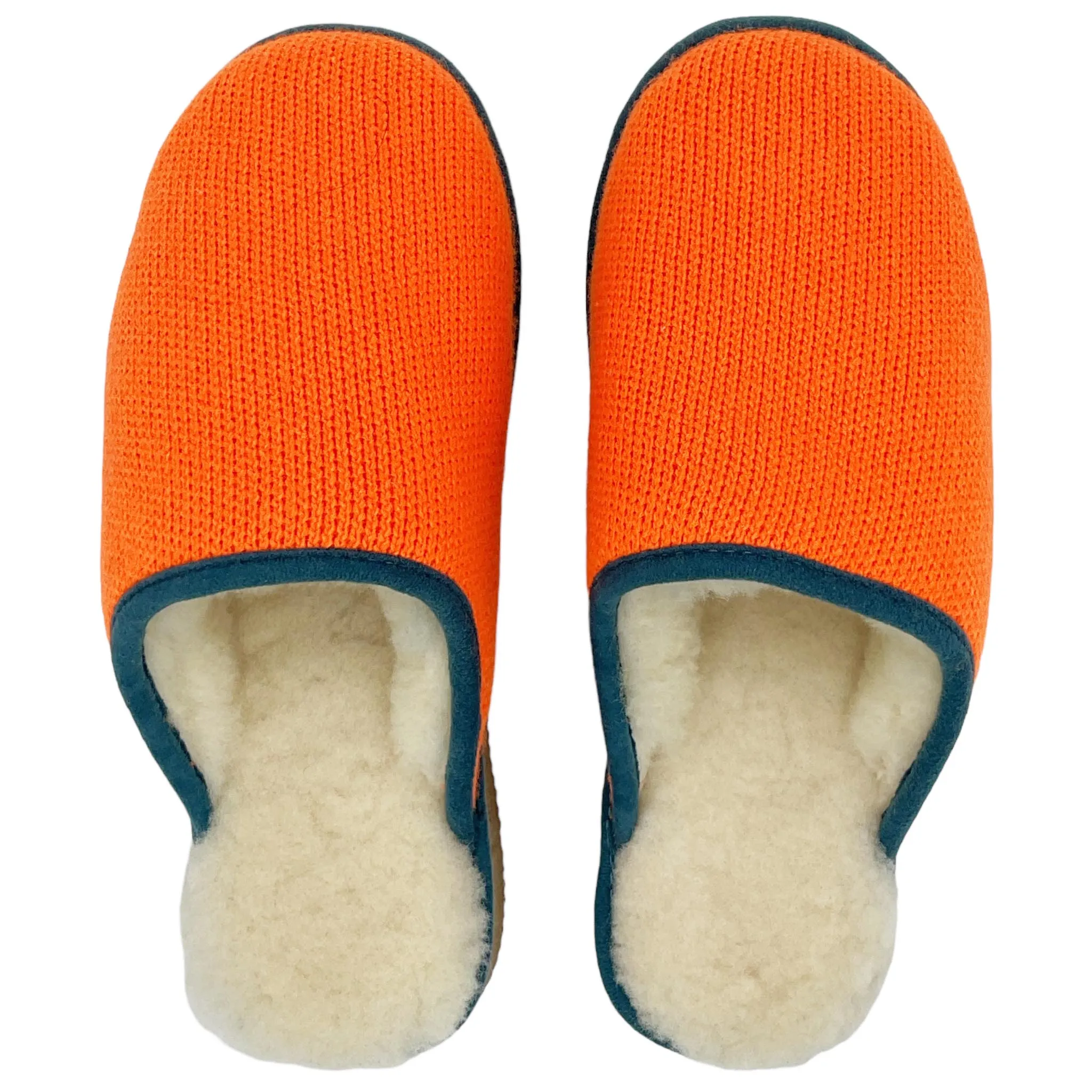 Neon Orange Lambswool & Sheepskin Slippers