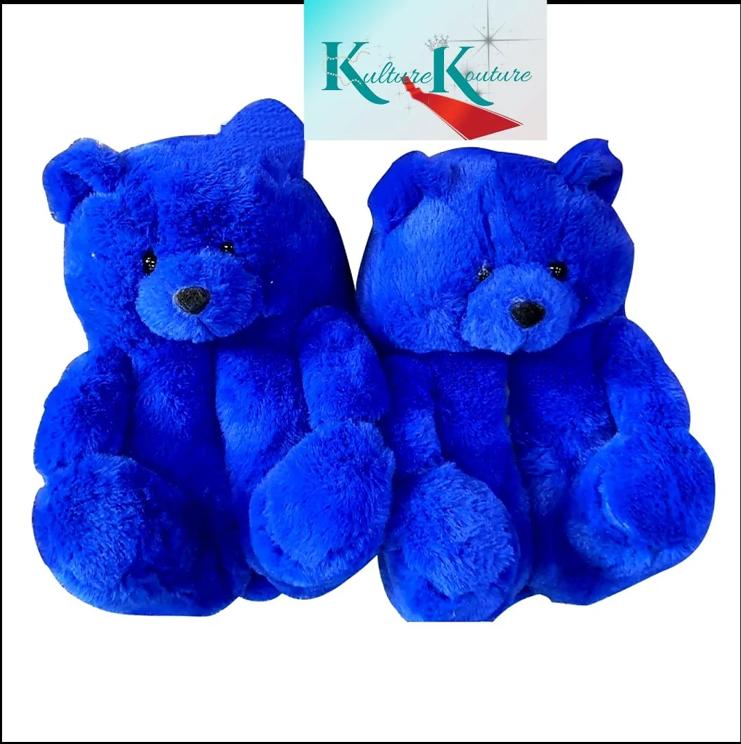 NIP BLUE TEDDY BEAR SLIPPERS