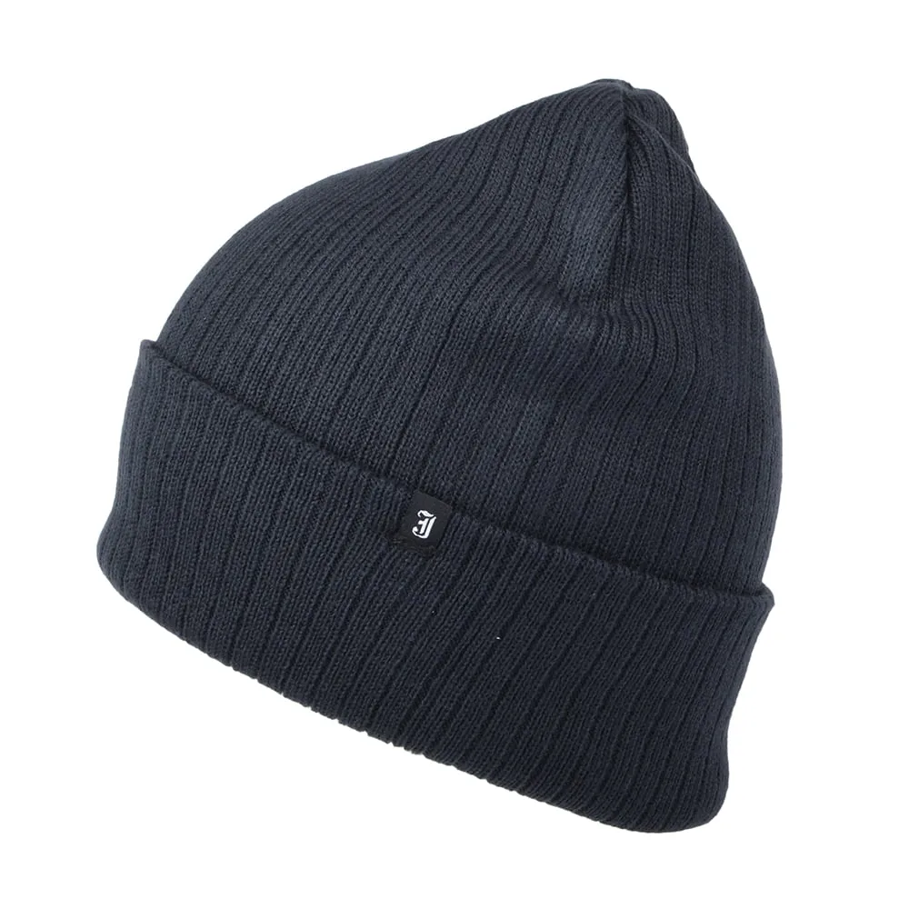 Oversized Ribknit Beanie Hat - Navy Blue