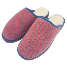 Pink Stripe Lambswool & Sheepskin Slippers - SMALL & XL ONLY