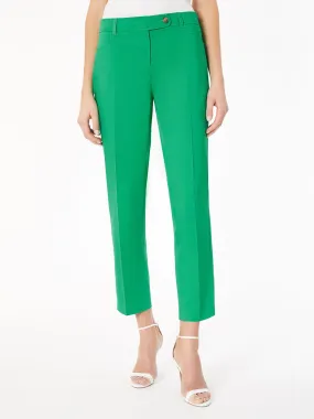 Plus Size Solid Fly-Front Slim Leg Pants