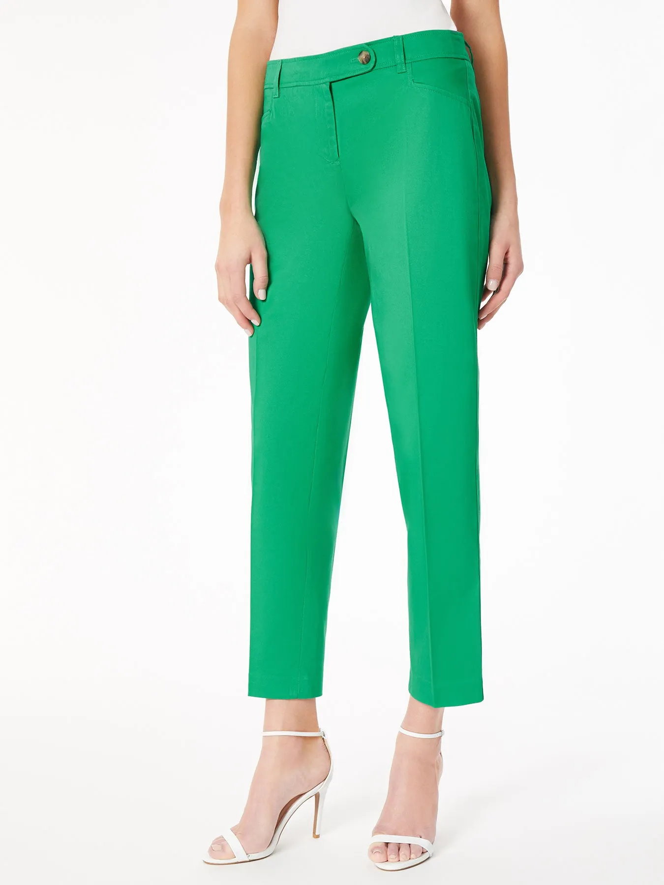 Plus Size Solid Fly-Front Slim Leg Pants