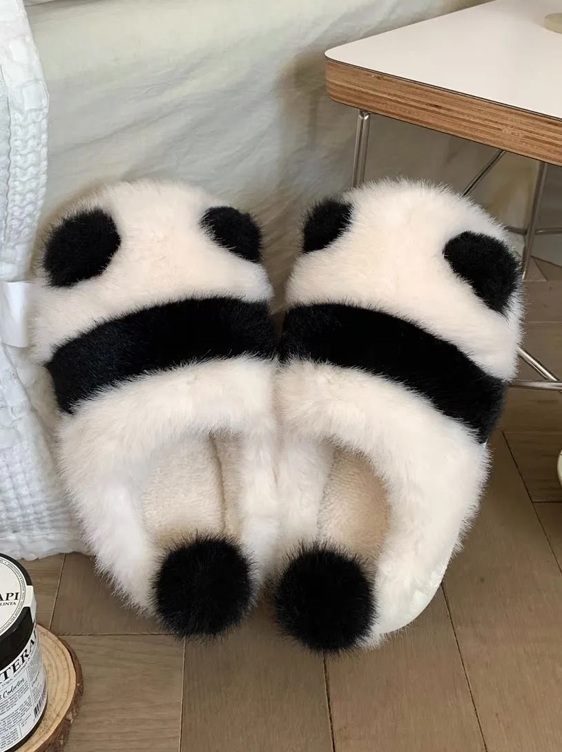 Plush Panda Slippers