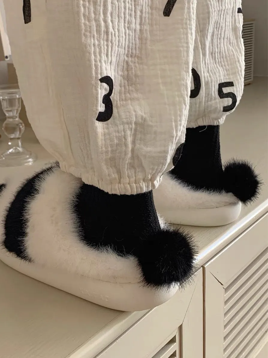 Plush Panda Slippers