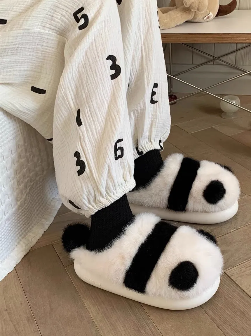 Plush Panda Slippers