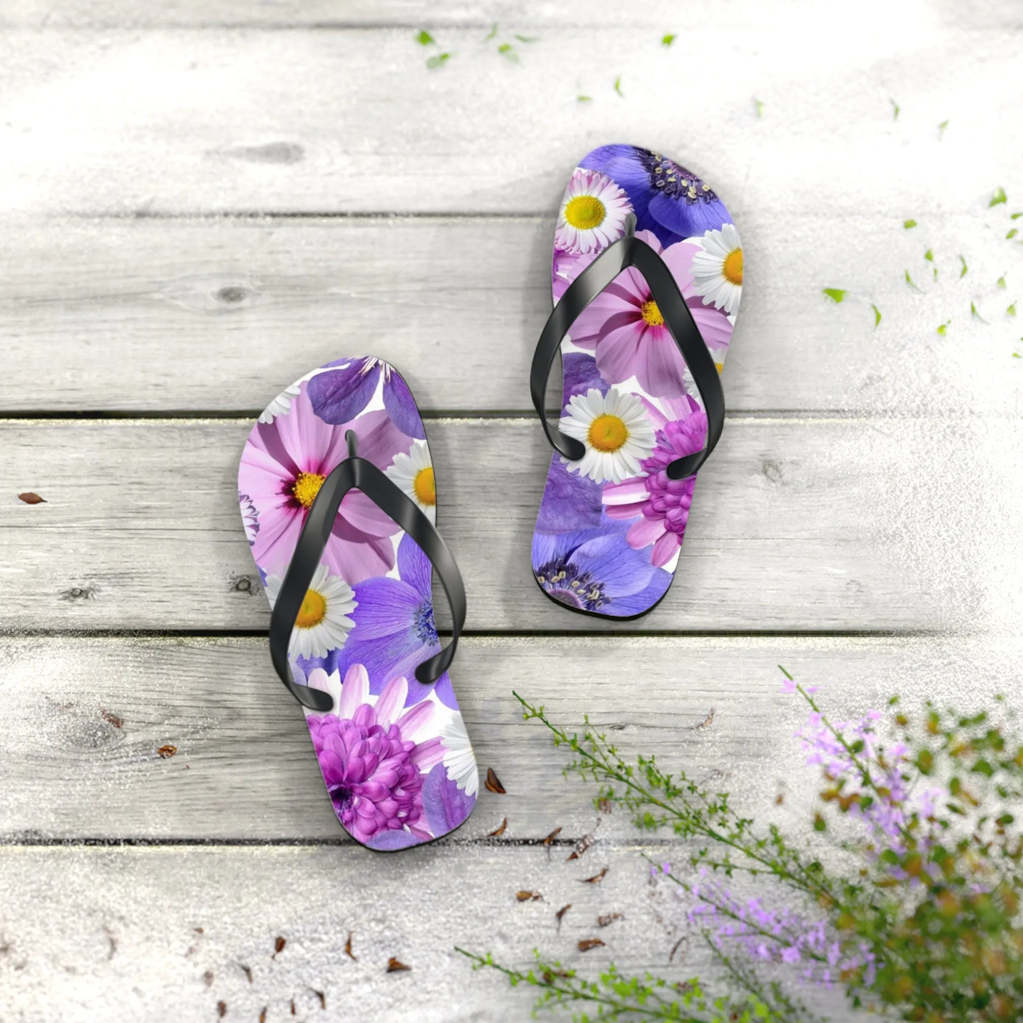 Purple Flowers - Inovax Flip Flops