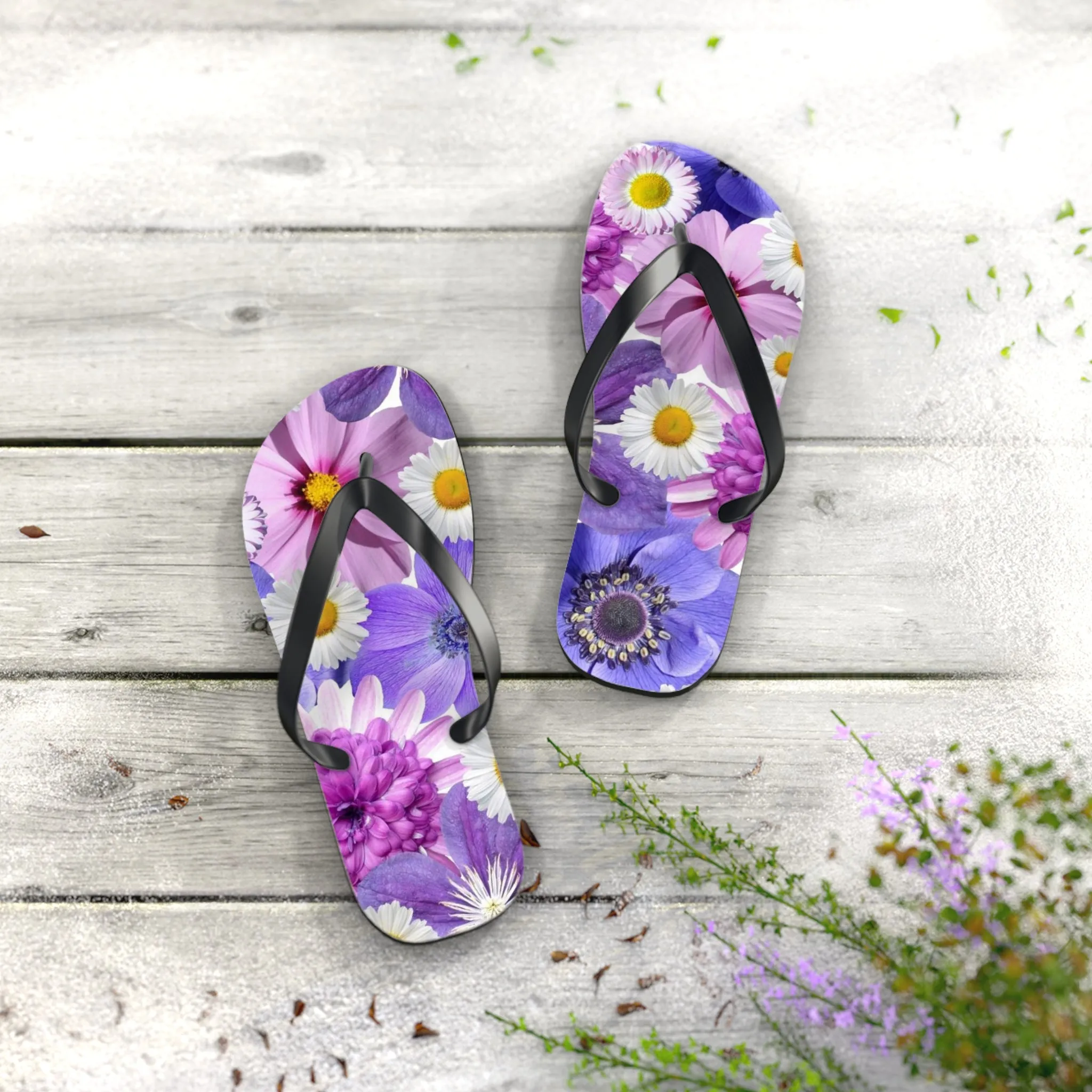 Purple Flowers - Inovax Flip Flops