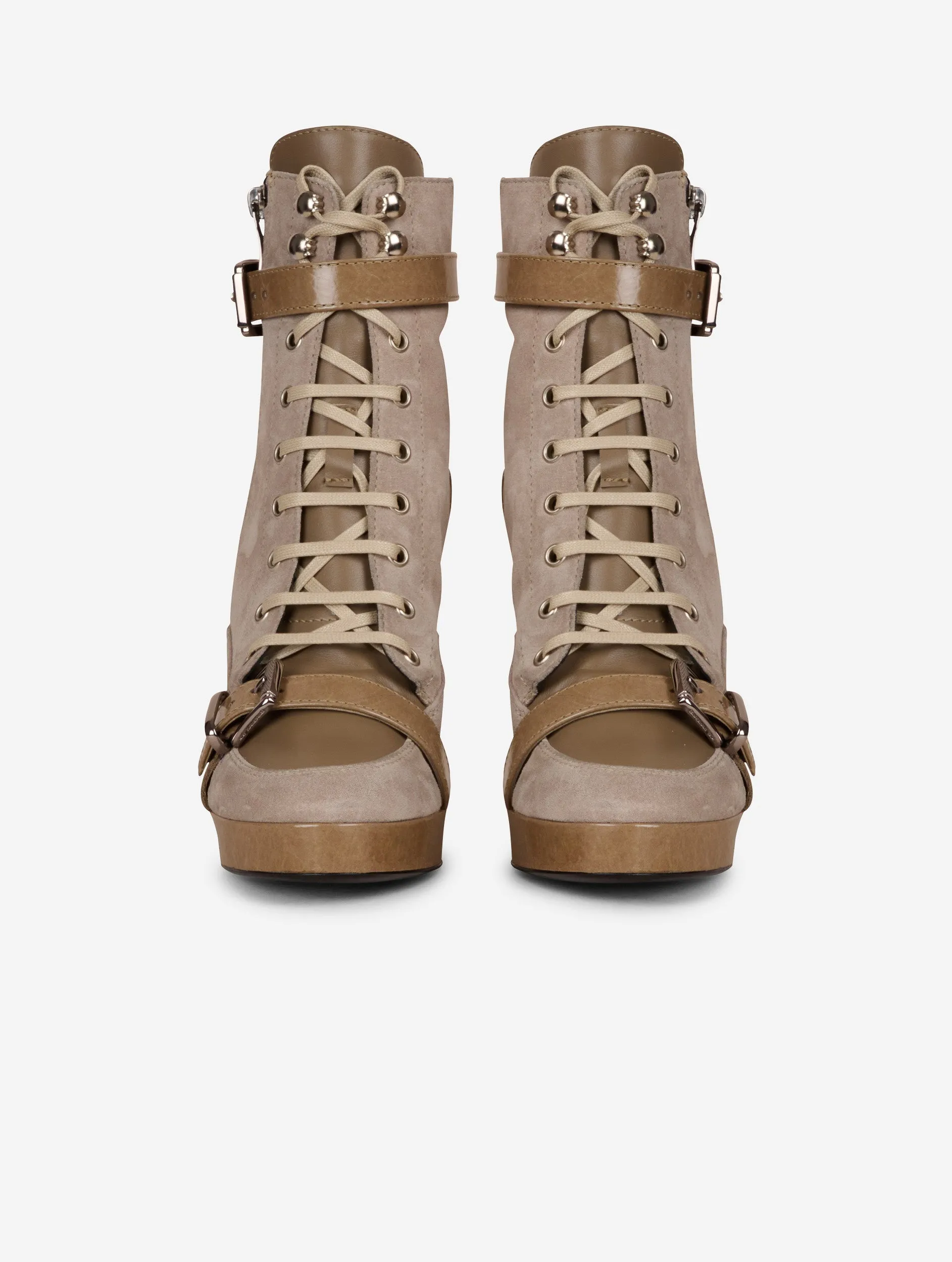 RANGERS high heel ankle boots in sand leather