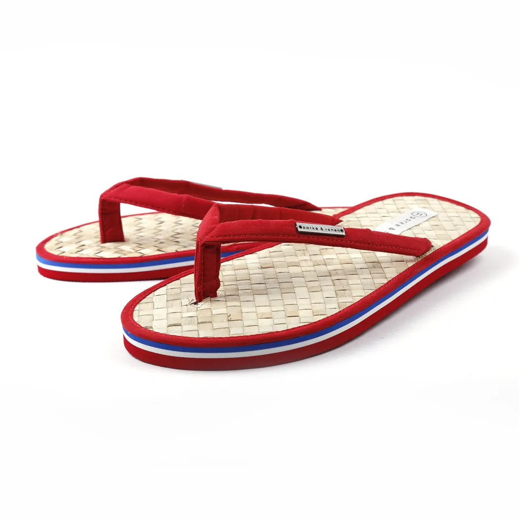 RED Coconut Beach Flip Flops w/ Contrast Striped Sole