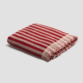 Sandstone Red Pembroke Stripe Cotton Bath Sheet