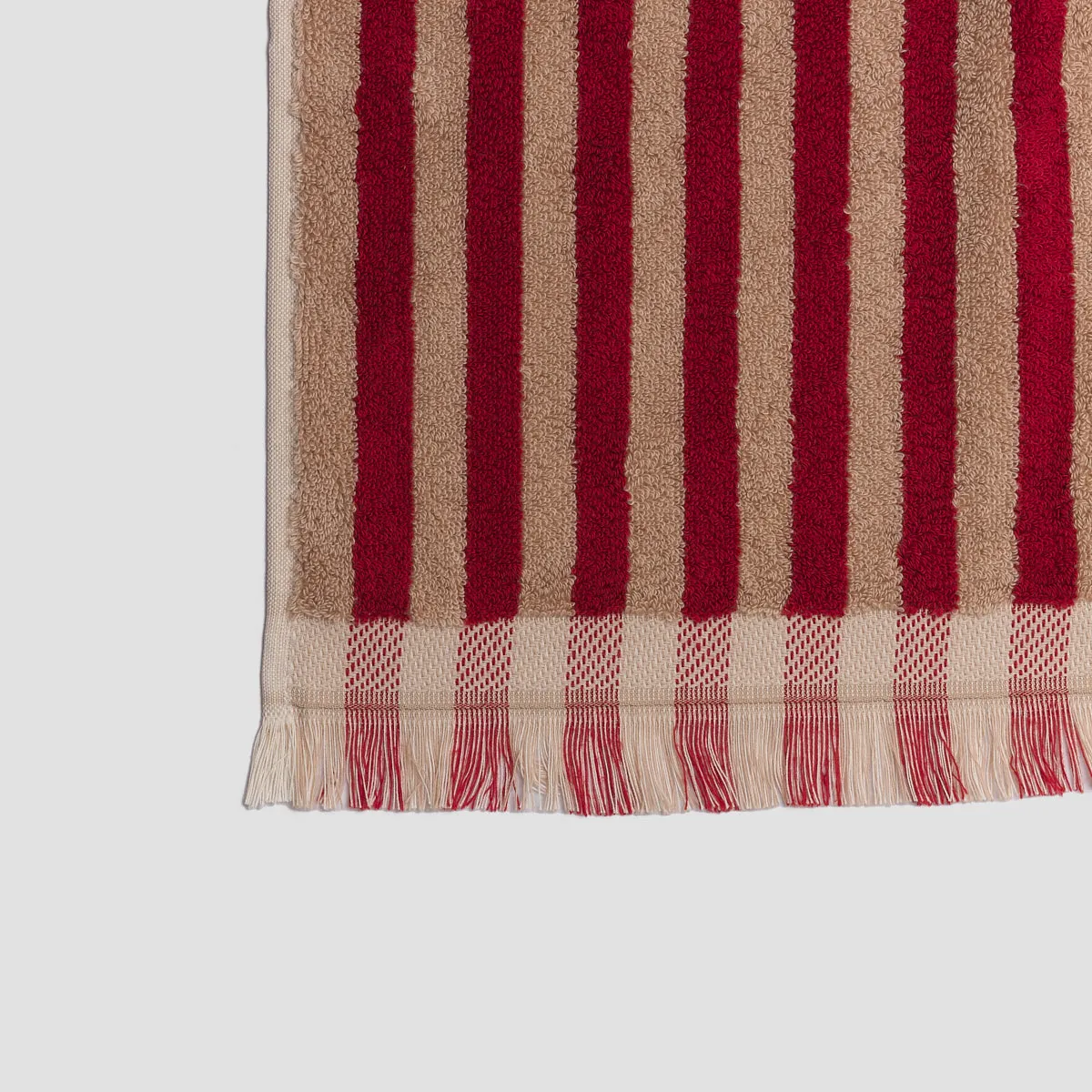 Sandstone Red Pembroke Stripe Cotton Bath Sheet