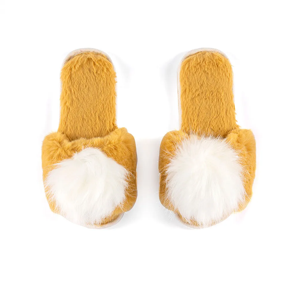 Shiraleah Amor Plush Holiday Slippers, Yellow