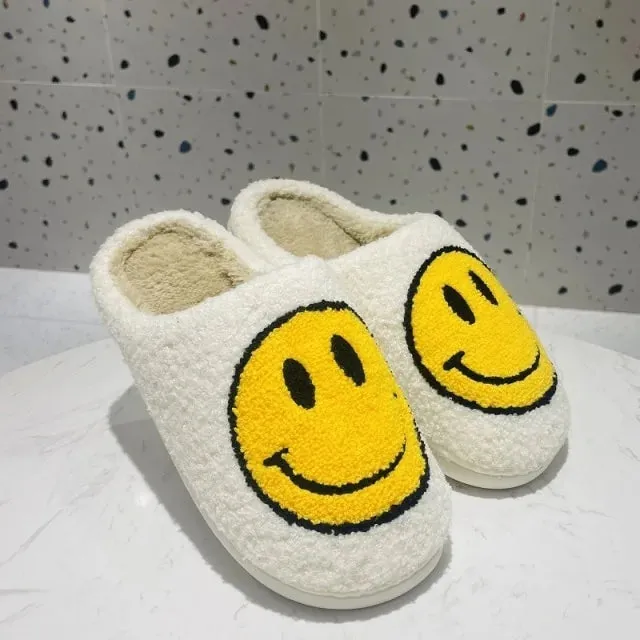 Smile Face  Faux Fur Slippers