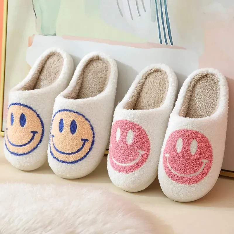 Smile Face  Faux Fur Slippers