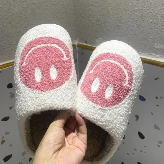 Smile Face  Faux Fur Slippers