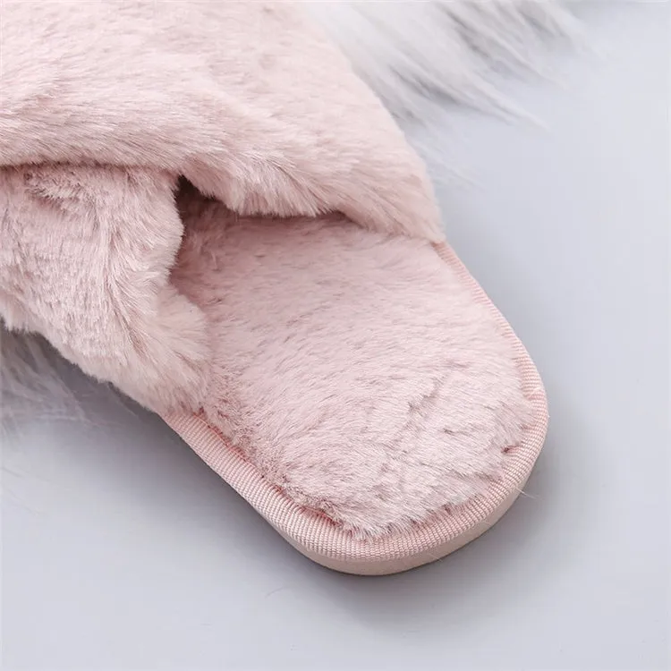 Soft Fluffy Cozy Faux Fur Slippers - Jennyhome