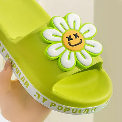 Summer Flower Slippers Women New Fashion Letter Garden Shoes Indoor Anti-Slip Floor Bathroom Bathing Home Slipper