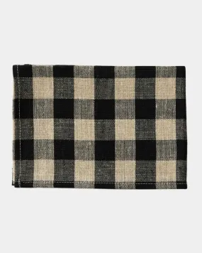 Thick Linen Kitchen Cloth: Black Natural Check