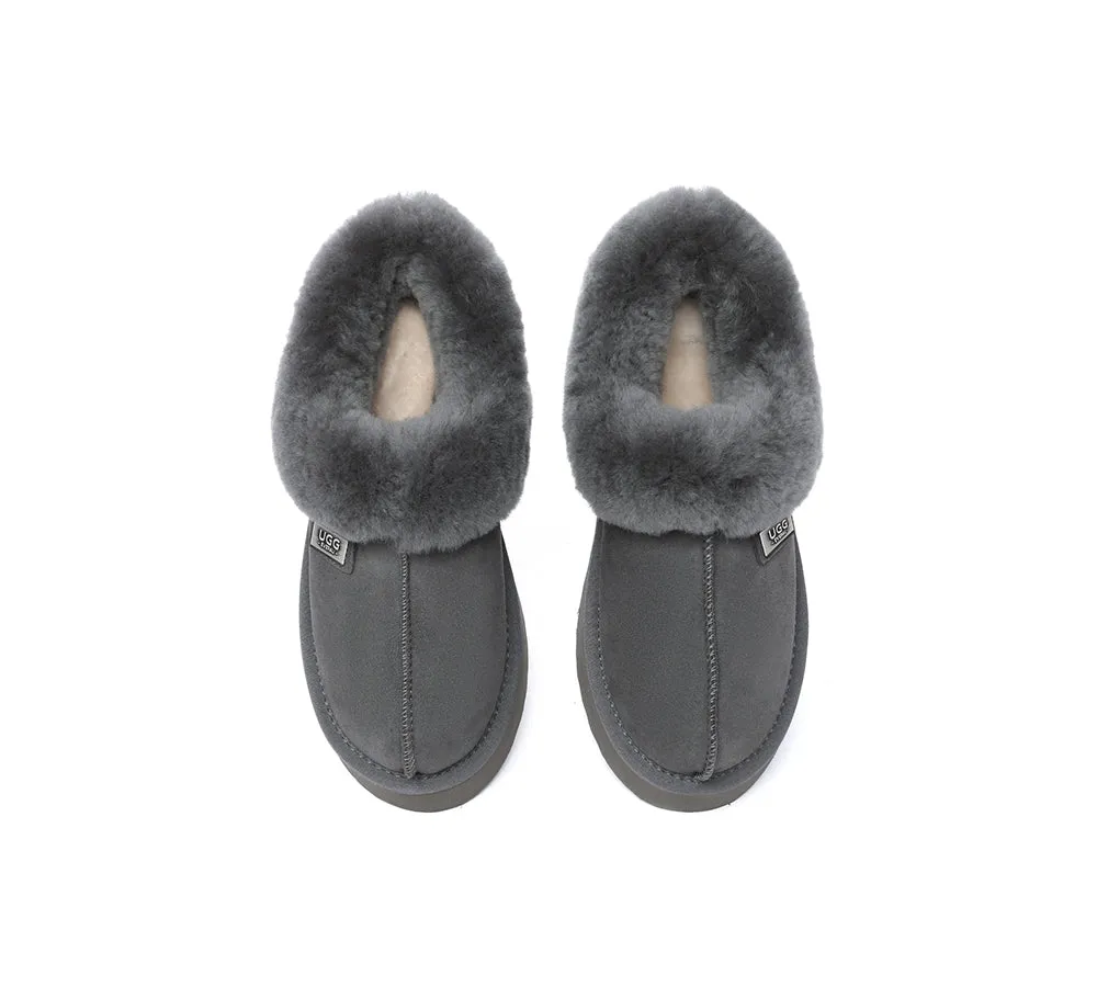 UGG EVERAU® UGG Slippers Women Sheepskin Wool Collar Ankle Platform Gabri