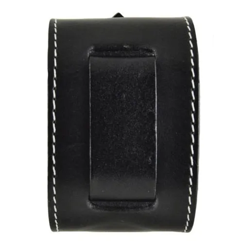 White Stitched Black Leather Wide Cuff