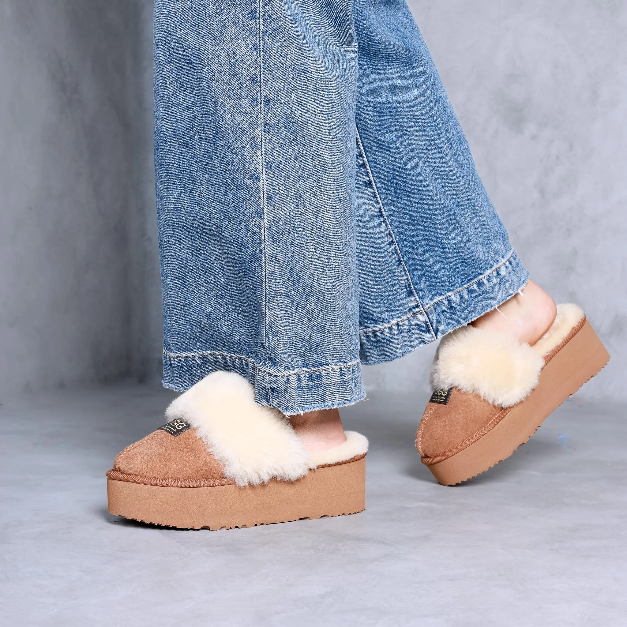 Women's Platform Designer Slipper Natural